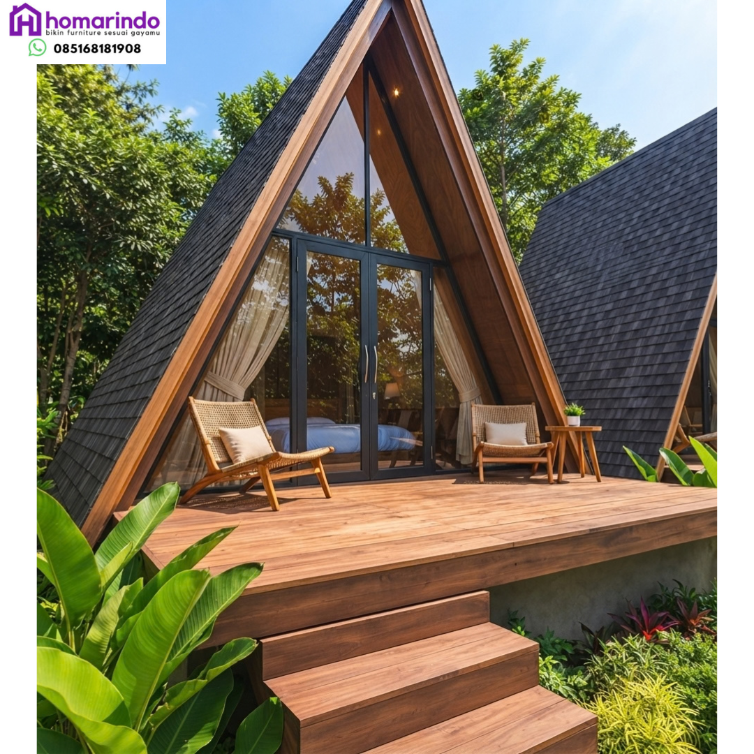 Rumah Segitiga Kayu Jati Minimalis Modern Rumah Segitiga Kayu Jati Minimalis Modern