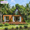 Spesifikasi Teknis Lengkap Tipe Raffles Parameter Teknis Keterangan Bangunan Nama Model Rumah Raffles Kayu Jati Hybrid (A-Frame + Extension Box) Ukuran Bangunan 6 Meter x 7 Meter (Luas Bangunan Utama & Dek Teras) Bahan Baku Utama Kayu Jati Tua Solid Kiln Dry Berkualitas High Grade Konstruksi Rangka Rangka Atap Miring Bitumen & Dinding Panel Kayu Jati Fasilitas Utama Living Room A-Frame, Kamar Tidur Moduler, & Teras Luas Pintu & Jendela Pintu Geser Kaca Tempered Frame Hitam & Fasad Kaca Harga Resmi Rp 130.000.000 (Sistem Knockdown Terpasang Rapi) Atap & Finishing Atap Bitumen Shingles Hitam & Natural Waterbased Stain