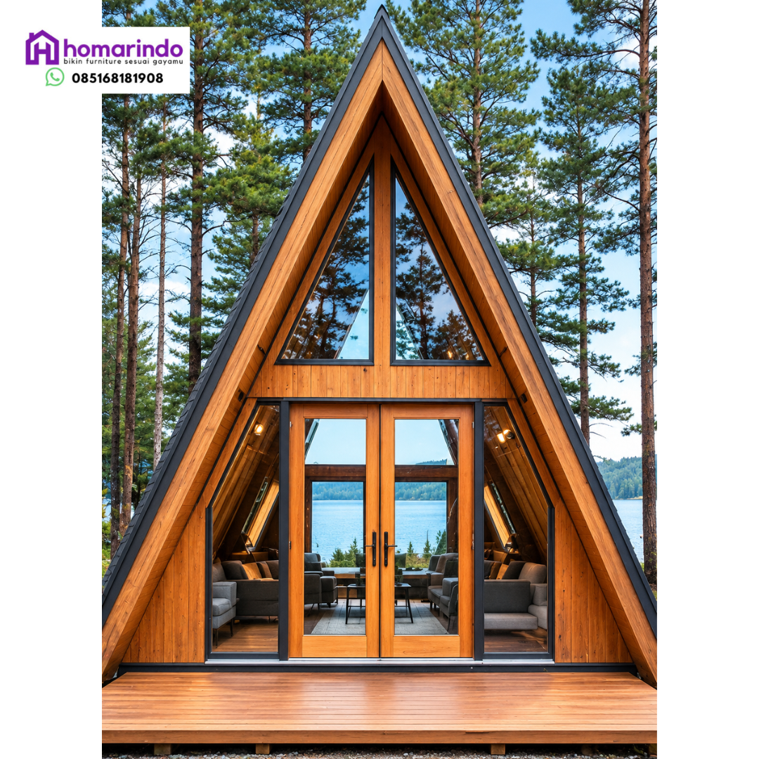 Kabin Segitiga Kayu Jati A-Frame
