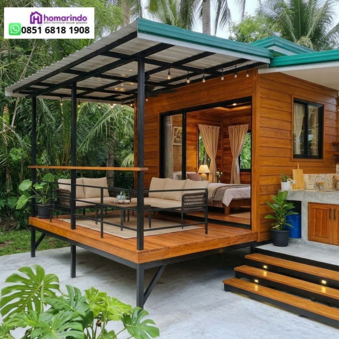 Rumah Kabin Panggung Kayu Jati 4x6