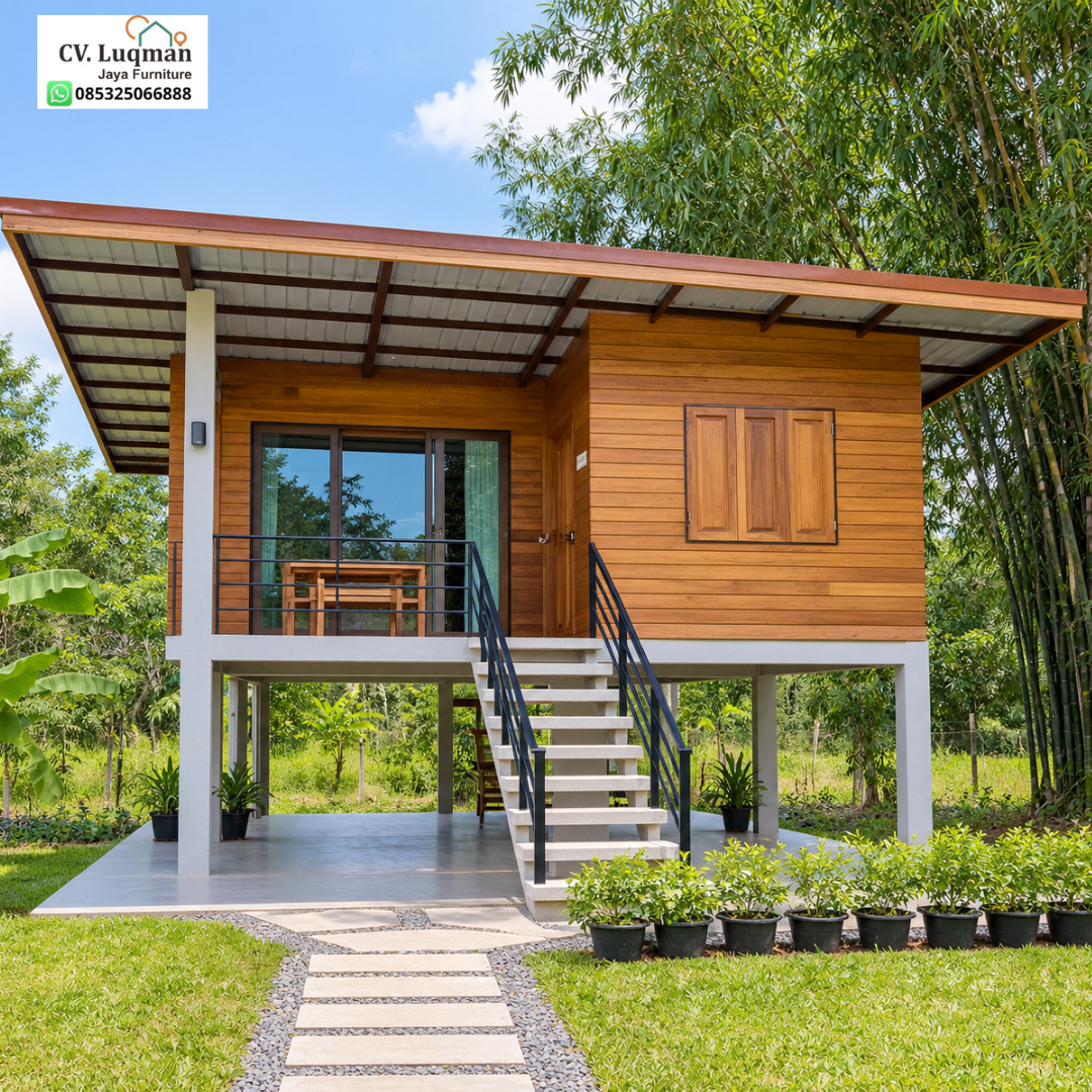 Rumah Panggung Kayu Jati Modern