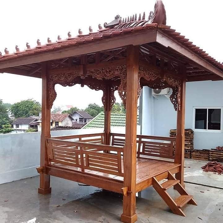 7 Inspirasi Gazebo Kayu Jati yang Elegan 2 7 Inspirasi Gazebo Kayu Jati yang Elegan untuk Mempercantik Taman dan Area Santai