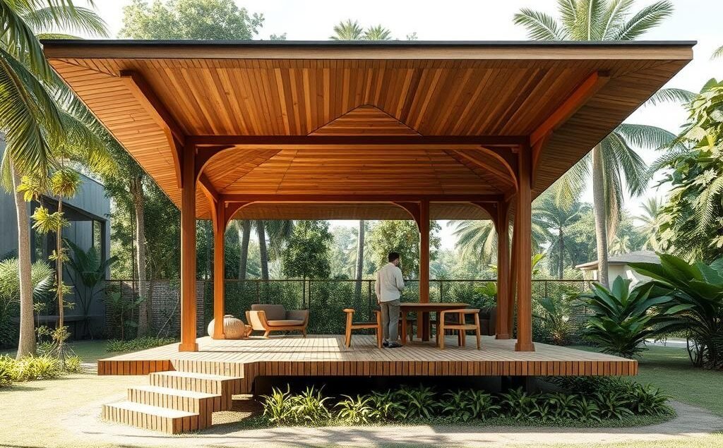 7 Inspirasi Gazebo Kayu Jati yang Elegan untuk Mempercantik Taman dan Area Santai