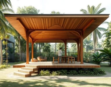 7 Inspirasi Gazebo Kayu Jati yang Elegan untuk Mempercantik Taman dan Area Santai