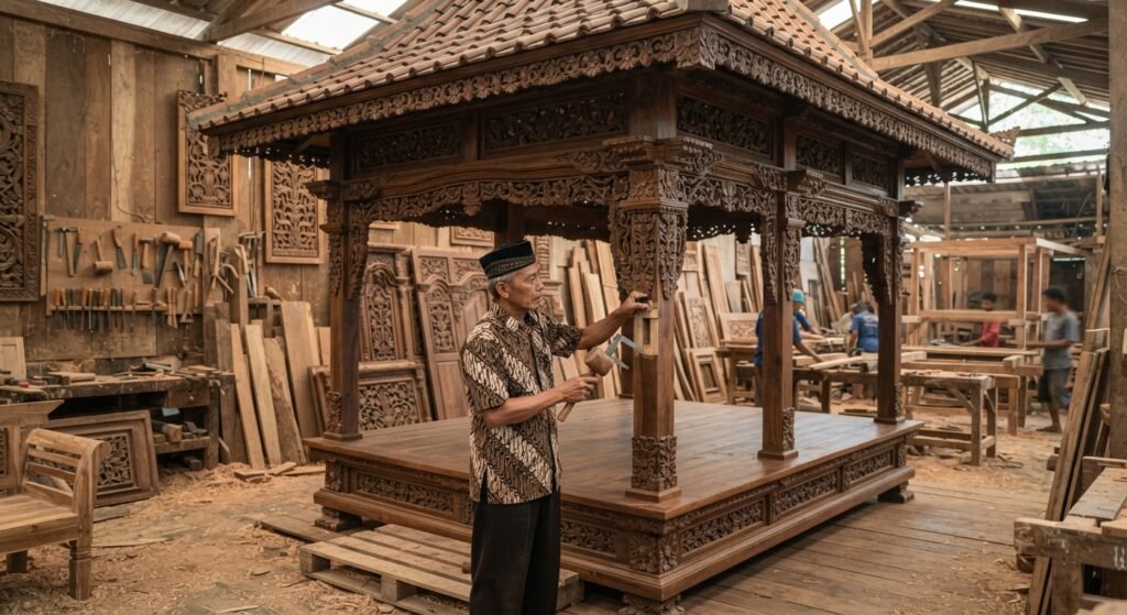 7 Tahapan Pembuatan Gazebo Kayu Jati dari Pemilihan Bahan hingga Siap Dipasang
