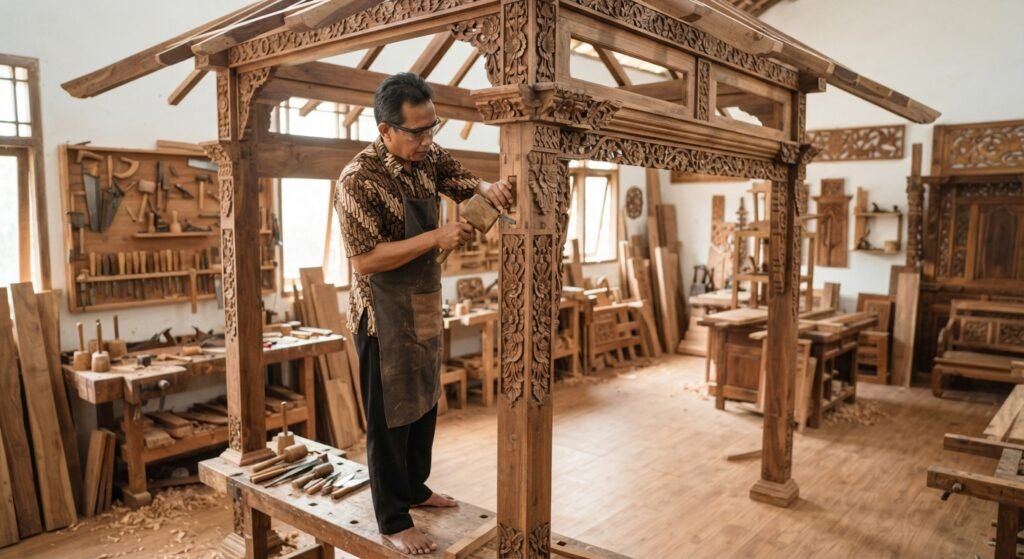 7 Tahapan Pembuatan Gazebo Kayu Jati dari Pemilihan Bahan hingga Siap Dipasang