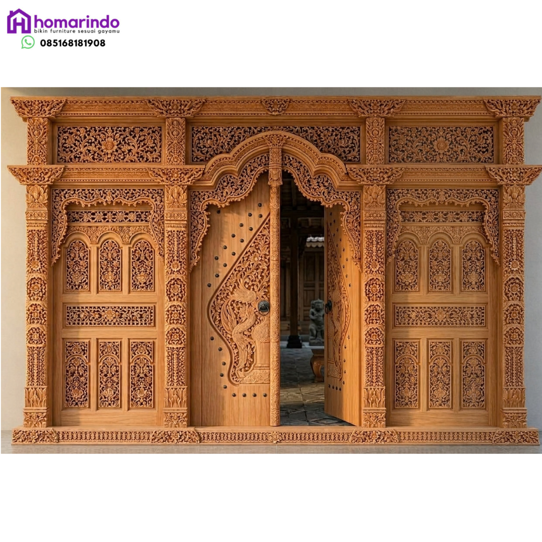 a Pintu Gebyok Kayu Jati Ukir Gunungan Wayang Mewah a Pintu Gebyok Kayu Jati Ukir Gunungan Wayang Mewah
