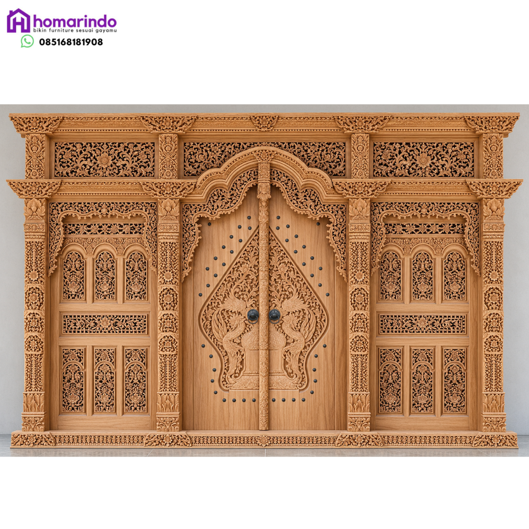 a Pintu Gebyok Kayu Jati Ukir Gunungan Wayang Mewah 2 a Pintu Gebyok Kayu Jati Ukir Gunungan Wayang Mewah